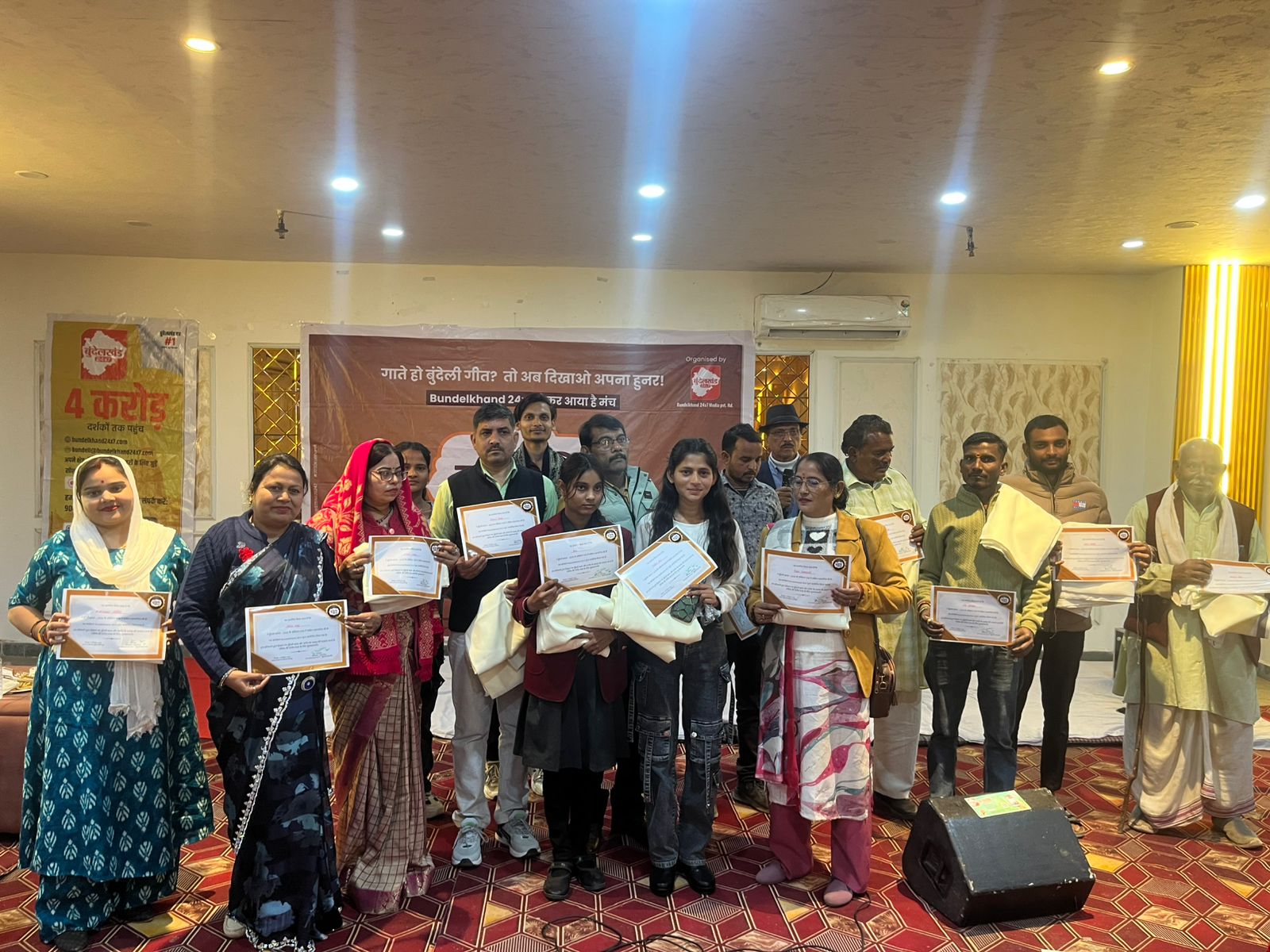 Participants gathered together after a Bundeli Bawra cultural event